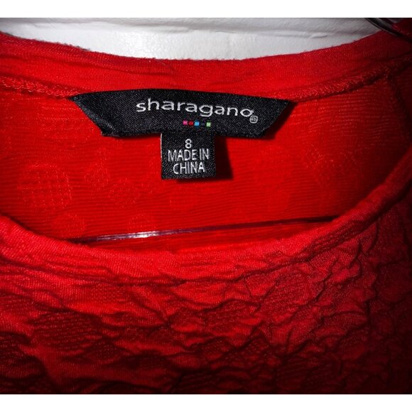 Orange Textured Stretch Bodycon Dress By Sharagano Size 8 Sexy Date Club Classic - Picture 3 of 8